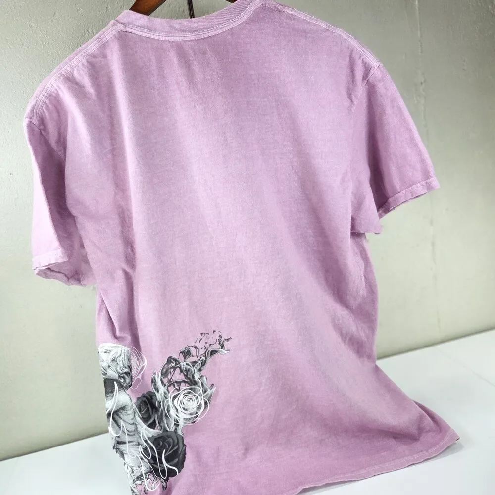NOVA MEN Eternal Love Angel Rose Acid Wash T-Shirt Men’s Small Pink